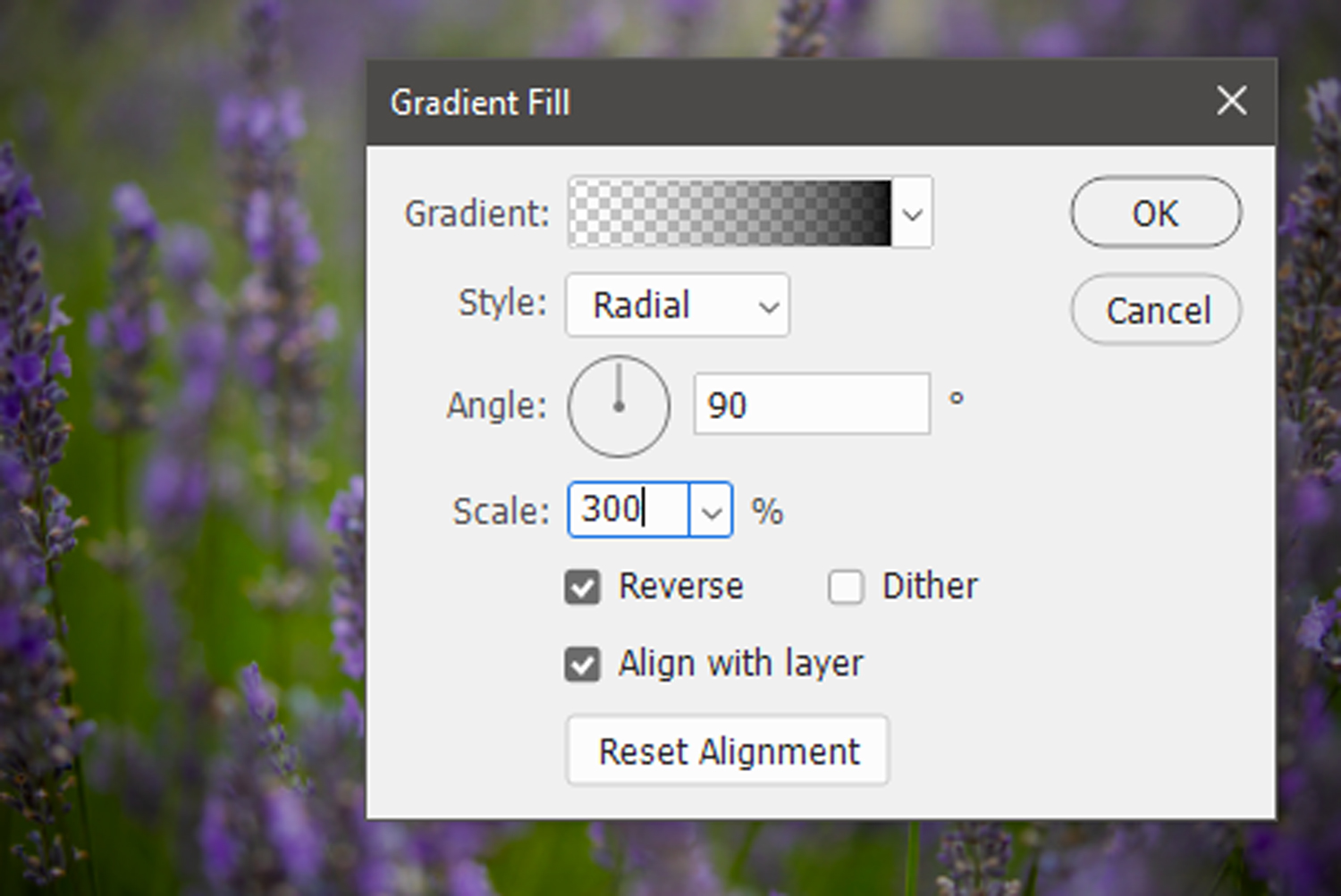 how to create a vignette with a Photoshop gradient